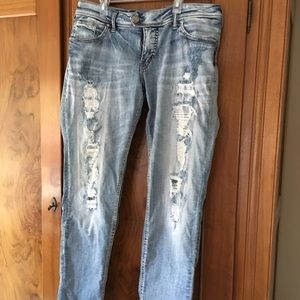 Silver distressed boyfriend jeans